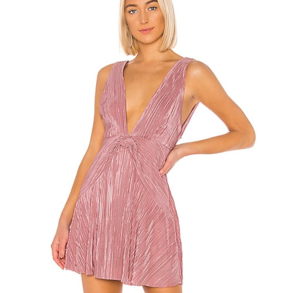 Free People Twist & Shout Plunging Mini Dress